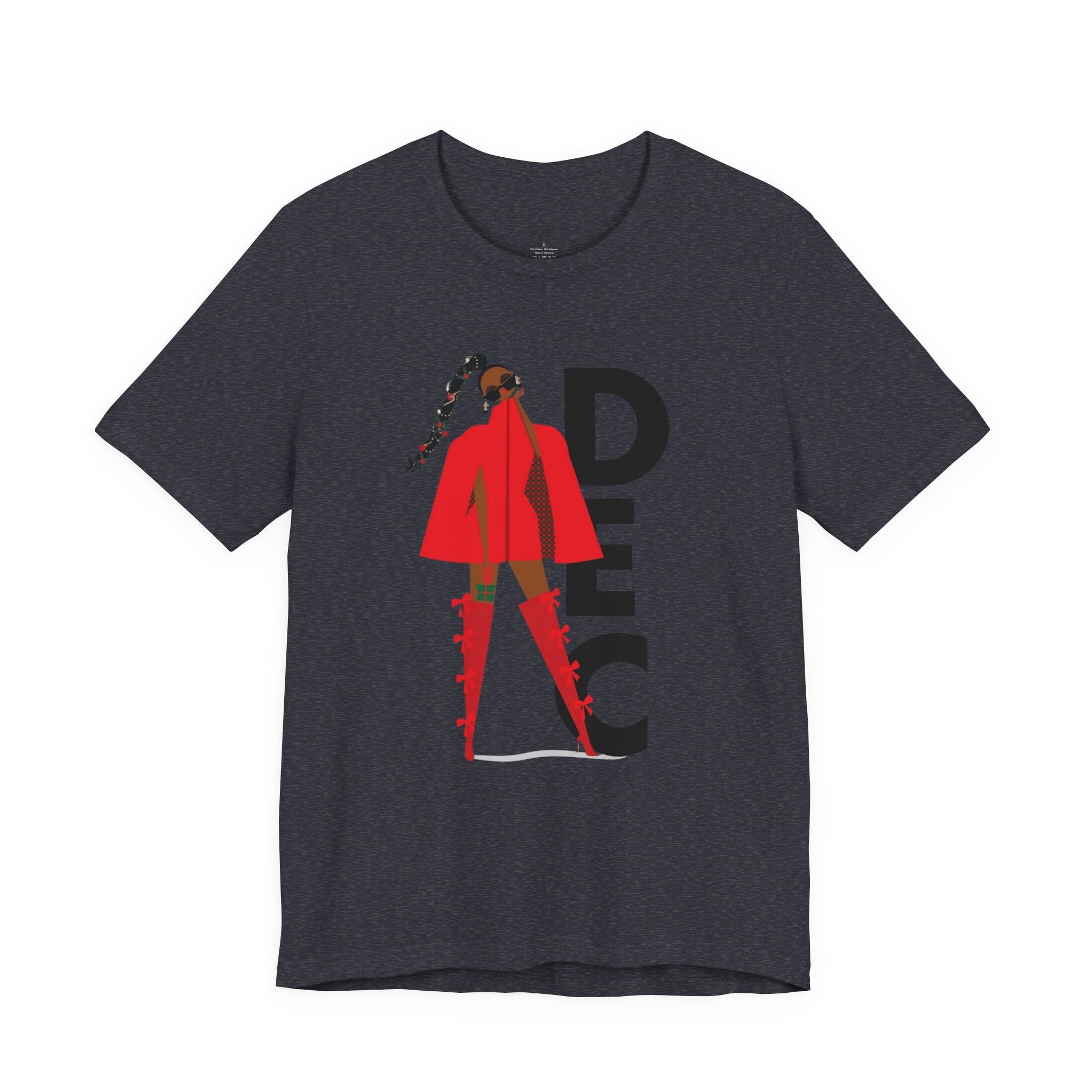 December Fashion Tee  Red Coat Model Graphic Shirt