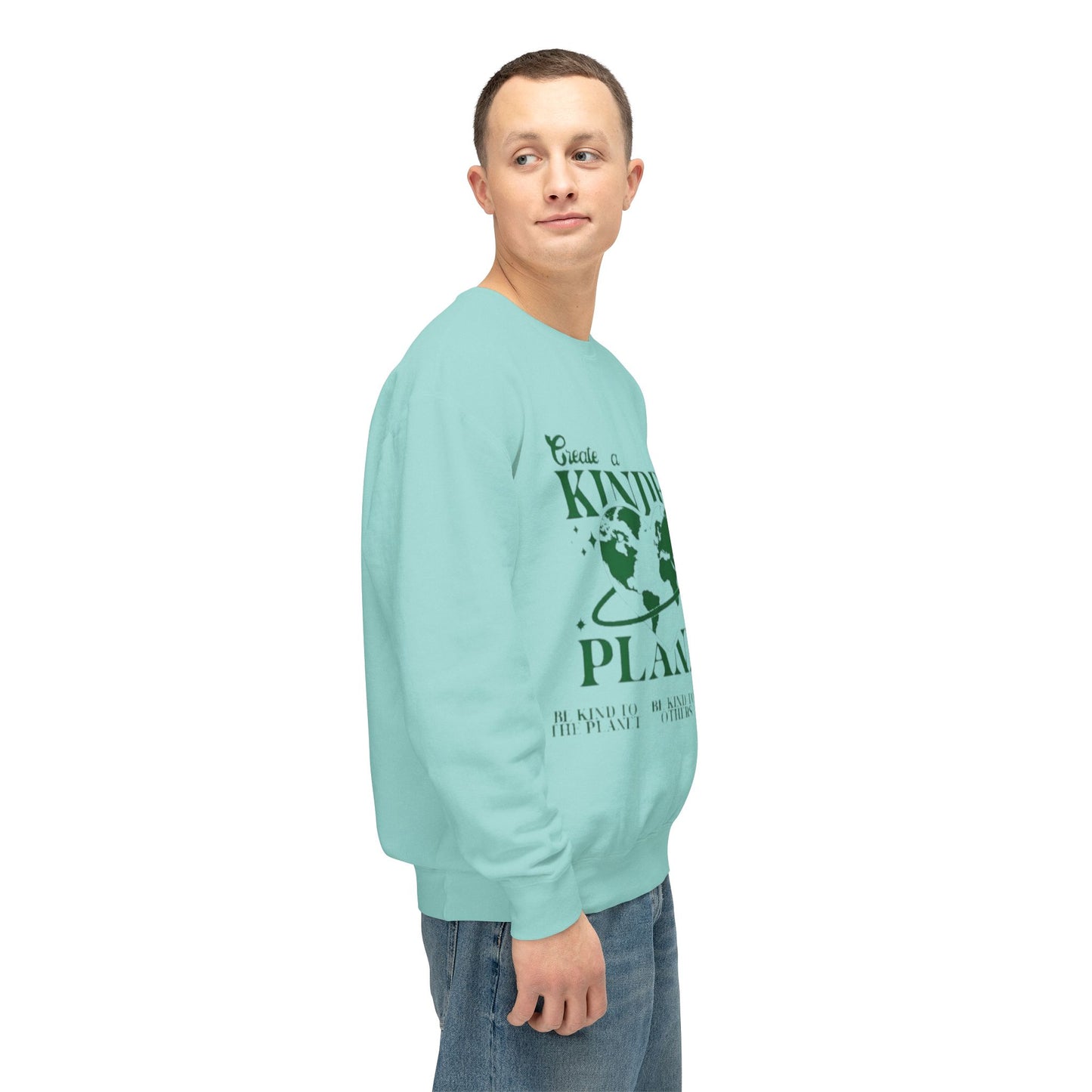Kinder Planet Crewneck Sweatshirt Eco-Friendly Earth Day Graphic Pullover