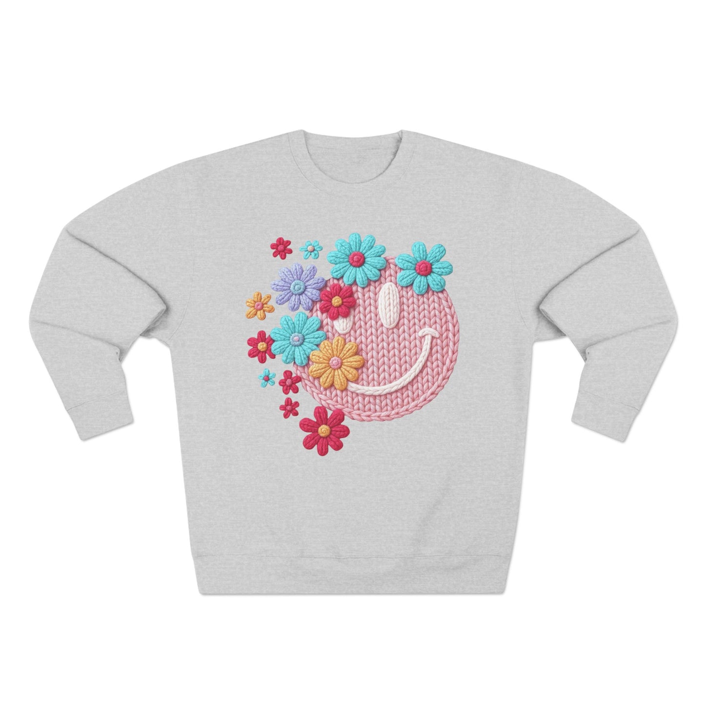 Floral Knit Smile Sweatshirt Cozy, Unbothered