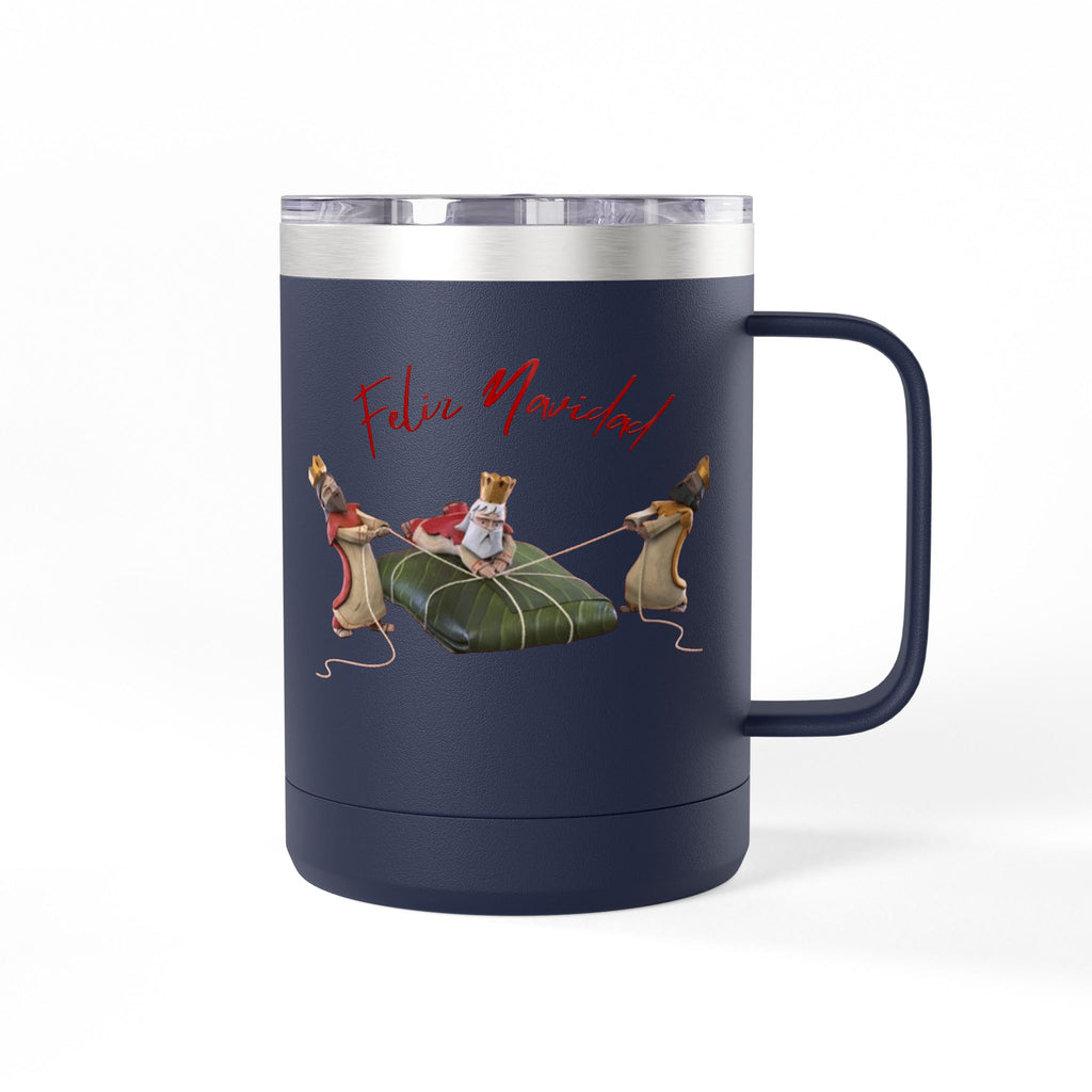 3 KINGS Holiday Travel Tumbler — 'Feliz Navidad' Dachshund Santa Design Coffee Cup for Fun Celebrations