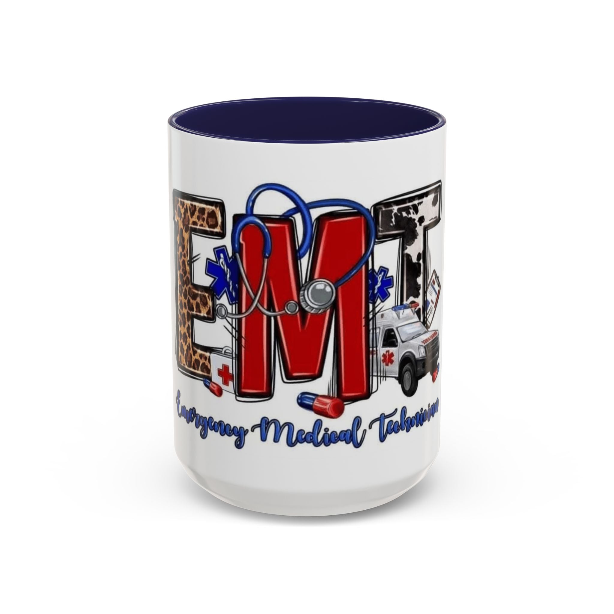 EMT Coffee Mug — Emergency Medical Technician Ambulance Stethoscope Design (11/15oz) Medical Christmas Mug