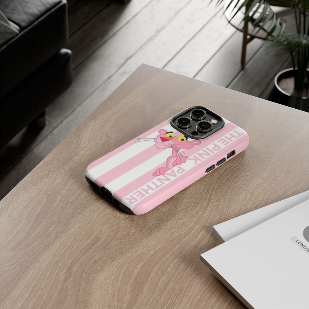 Pink Panther Tough Case Retro Striped Phone Case with "The Pink Panther" Design