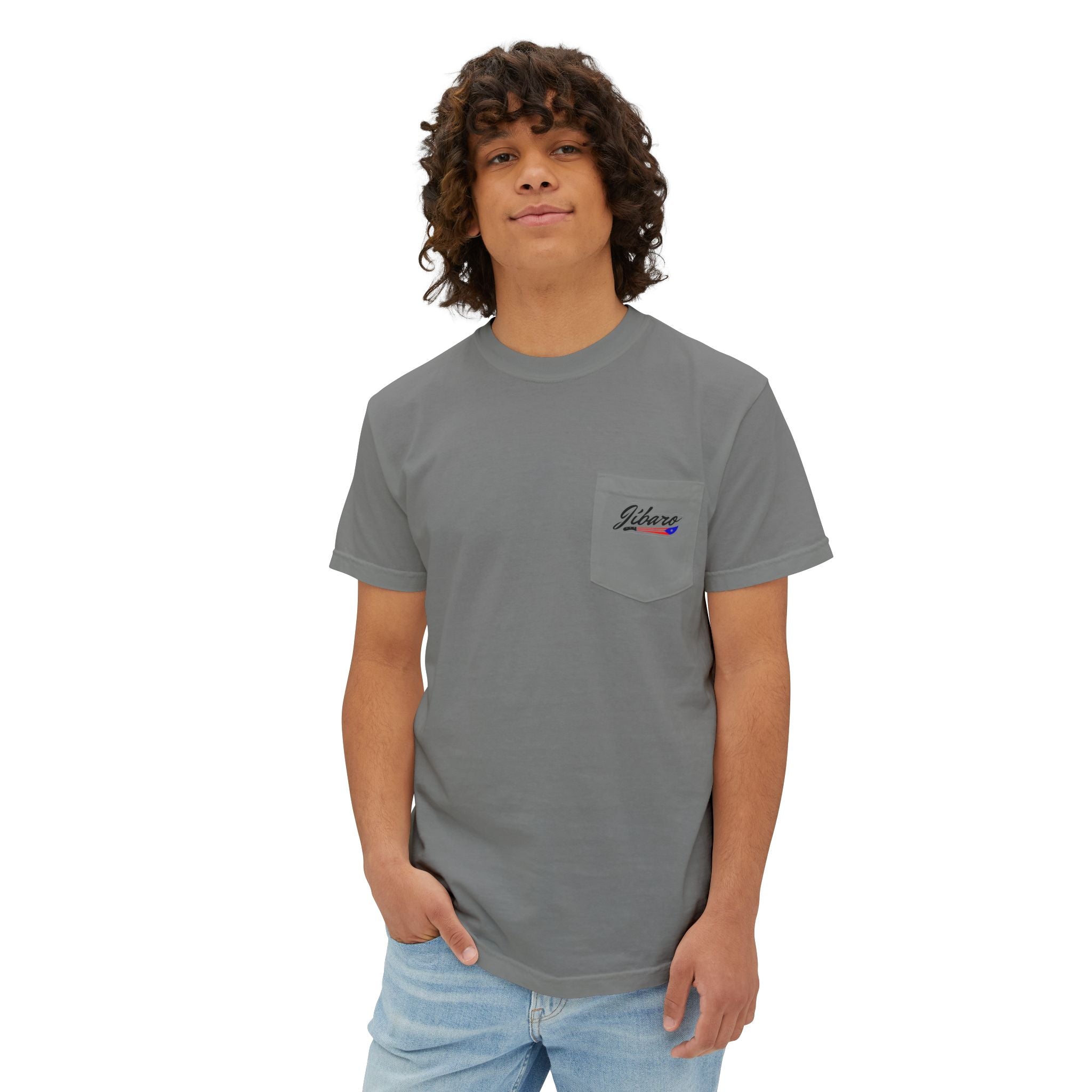 Jibaro Pocket TShirt Unisex Garment-Dyed Tee for Cultural Pride Puerto Rico Embroidered TShirt & Unisex Crewneck Sweatshirt