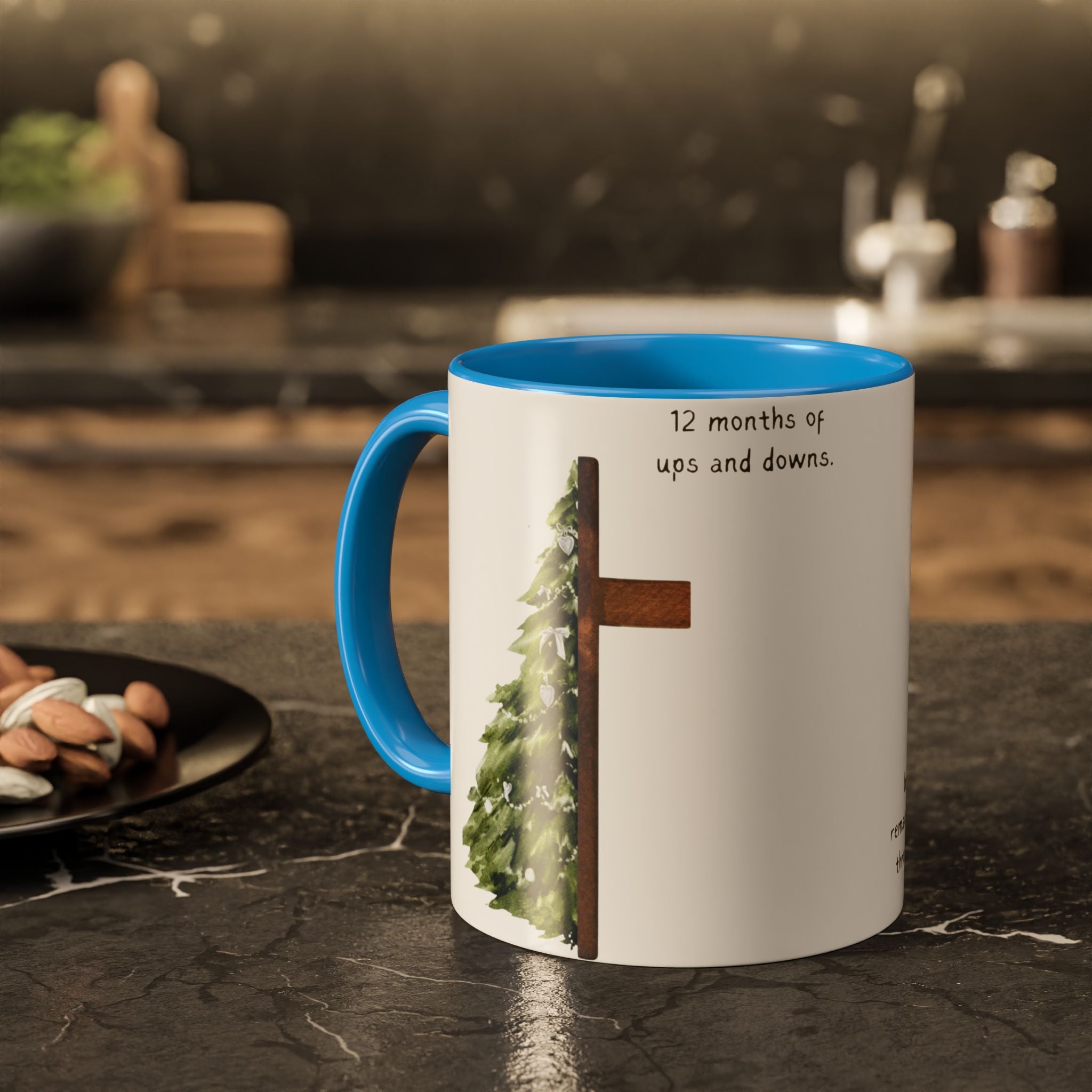 Christian Cross & Pine Tree Mug — Faith Reminder Coffee Cup (11oz/15oz)