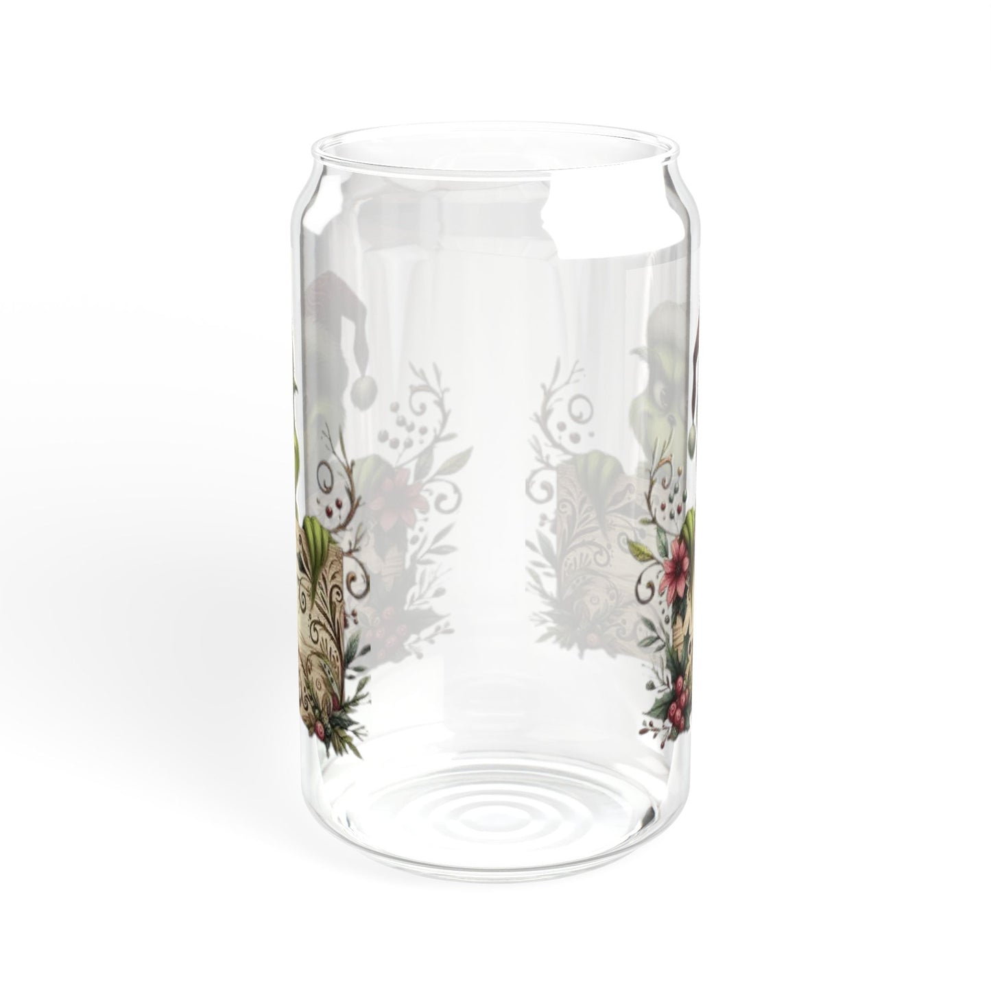 Christmas Design Whimsical Grinch Sipper Glass - 16oz with Bamboo Lid