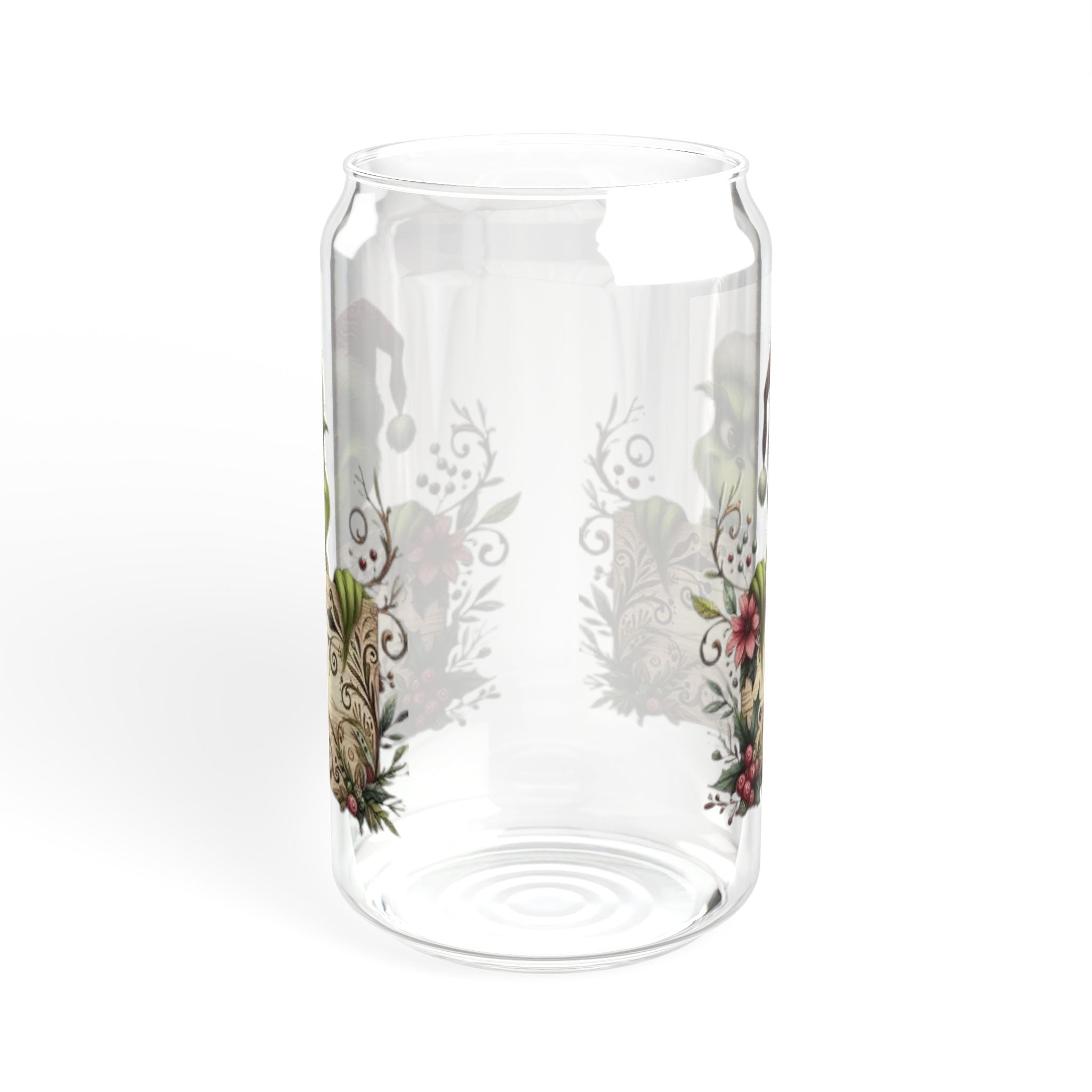 Christmas Design Whimsical Grinch Sipper Glass - 16oz with Bamboo Lid