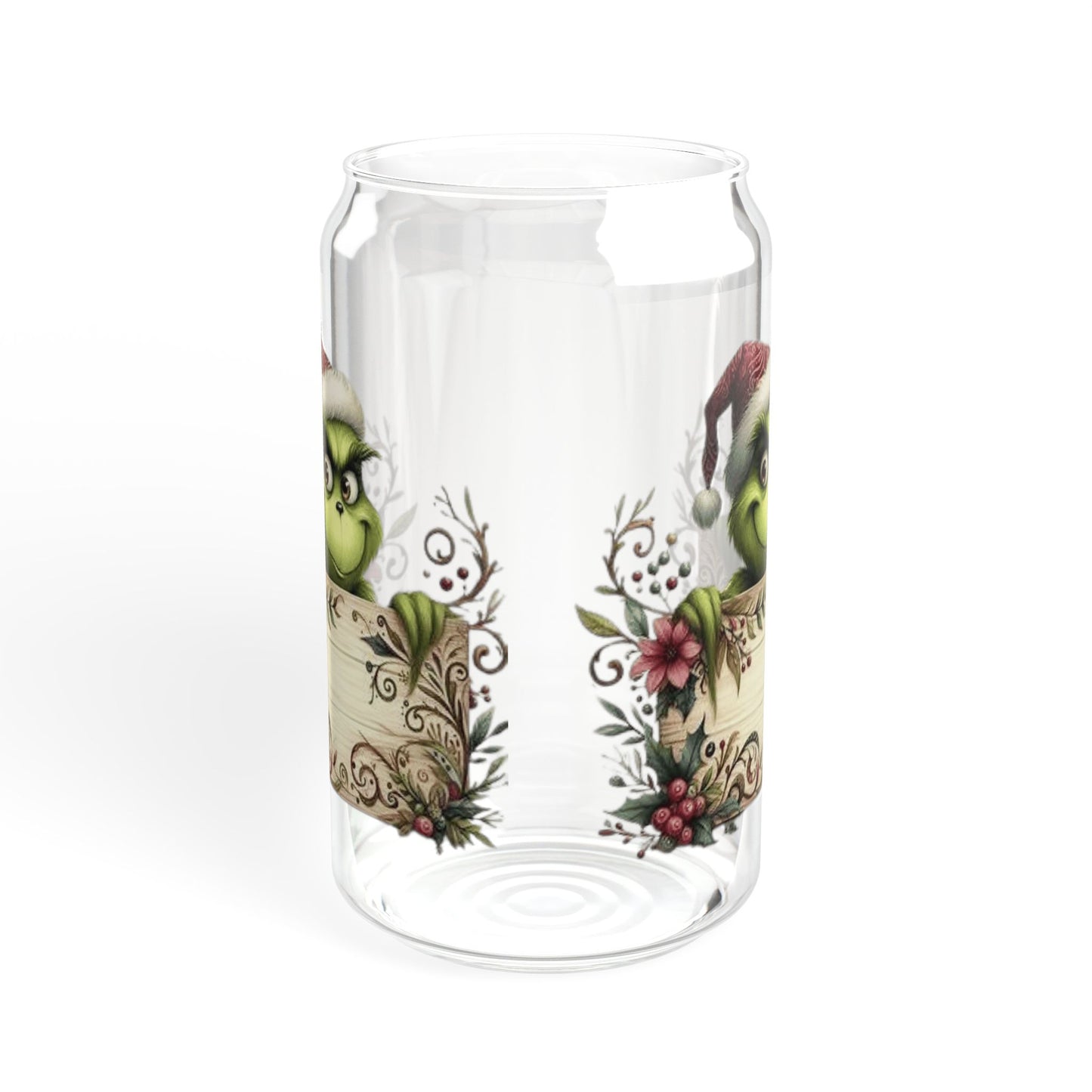 Christmas Design Whimsical Grinch Sipper Glass - 16oz with Bamboo Lid