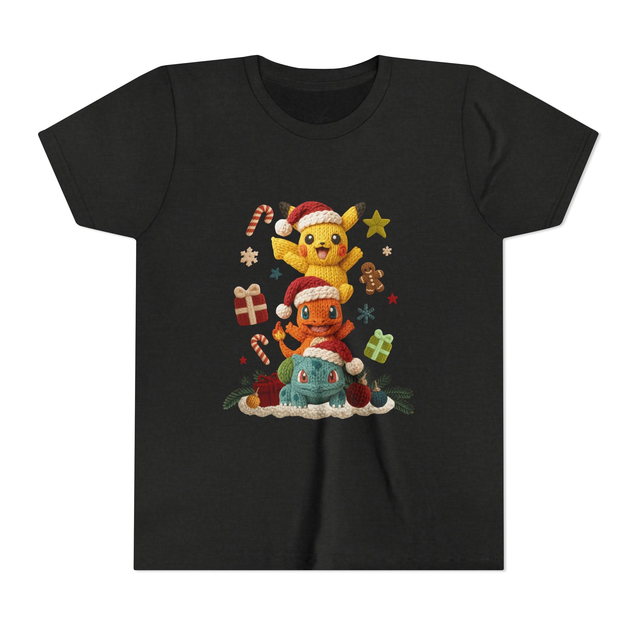 Kids Holiday Tee  Cute Stacked cartoon Characters Christmas Design