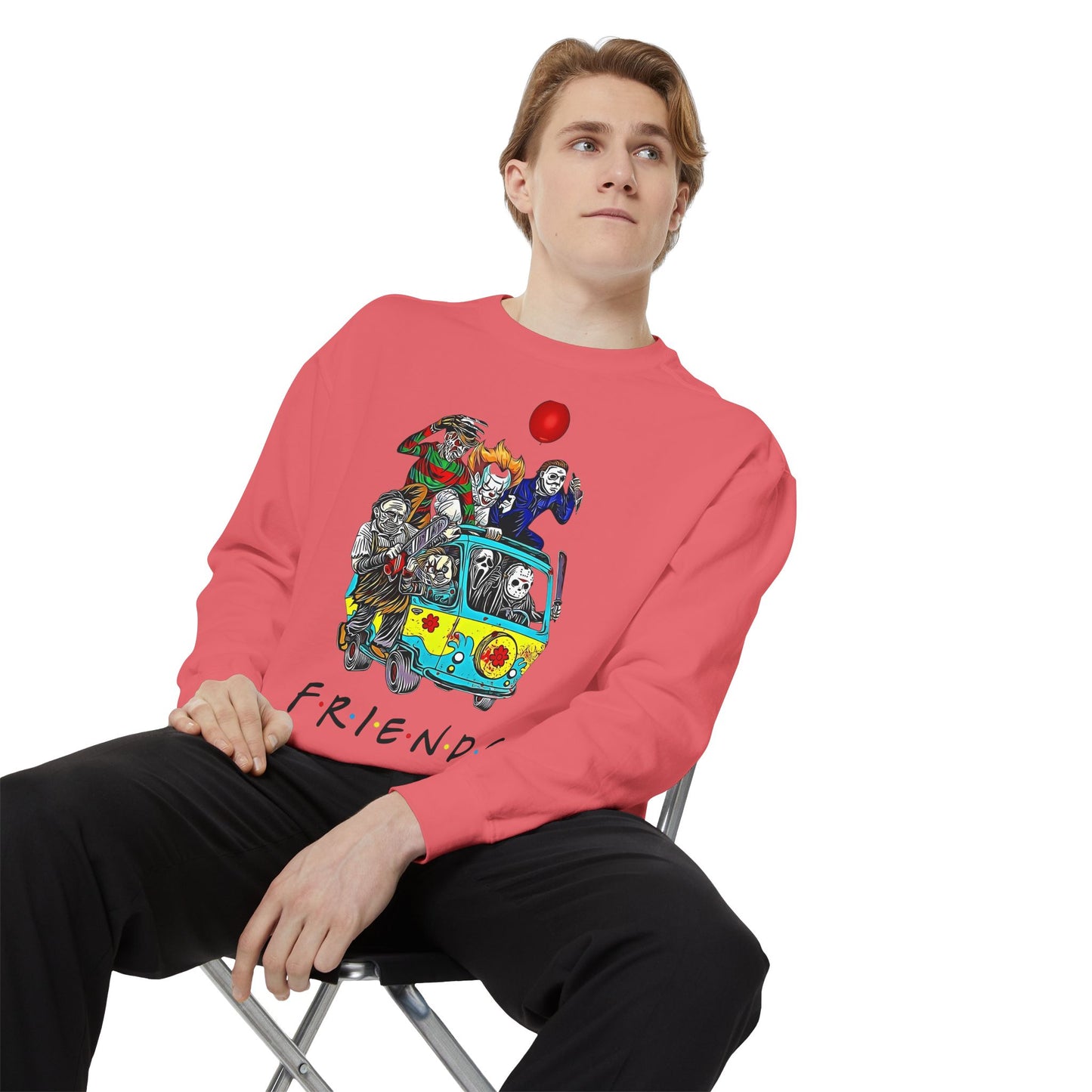 Friends-Inspired Unisex Garment-Dyed Sweatshirt, Cozy Casual Wear, Unique Graphic Sweatshirt, Perfect Gift, Everyday Style