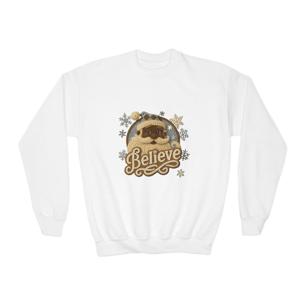 Youth Sweatshirt  'Believe' Cozy Sloth Holiday Crewneck