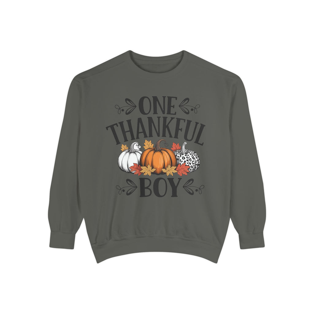 Thankful Boy Sweatshirt  Fall Pumpkin Thanksgiving Crewneck Fall T-Shirts and Sweatshirts Collection