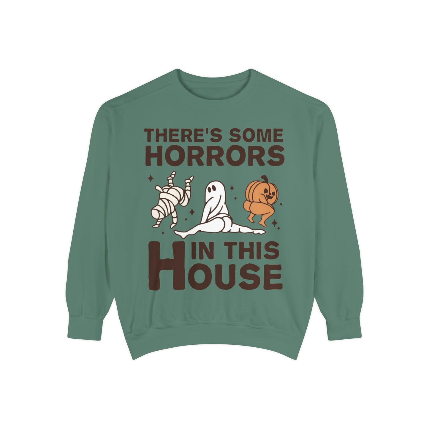 Halloween Themed Unisex Sweatshirt - Fun Ghosts & Mummy Design for Fall, Cozy Casual Wear, Halloween Party, Gift for Friends, Autumn Vibes