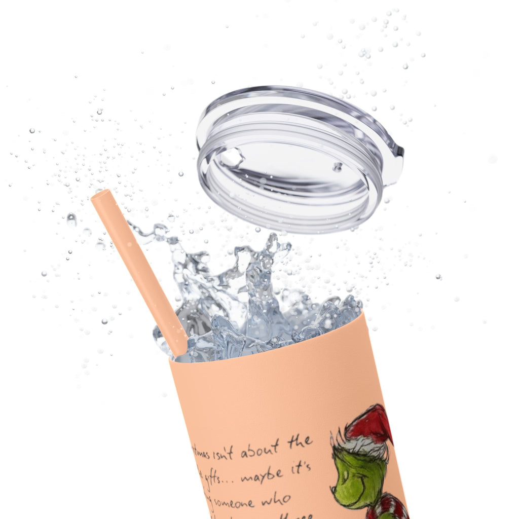 Grinch Christmas Skinny Tumbler with Straw — Dr. Seuss Holiday Quote Design, 20oz Christmas Mugs Collection