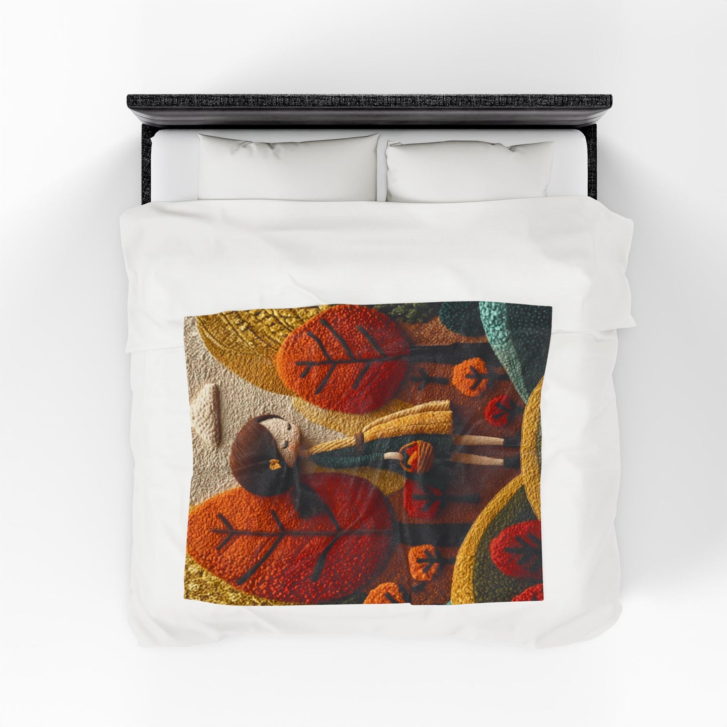 Autumn Forest Girl Plush Blanket — Cozy Velveteen Fall Throw