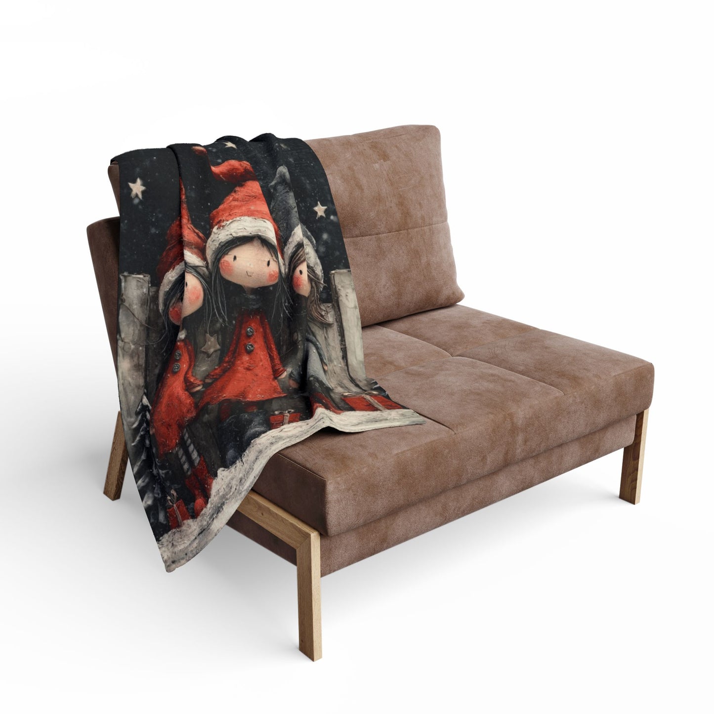 Holiday Girls Fleece Blanket — Cute Christmas Elf Trio Winter Throw