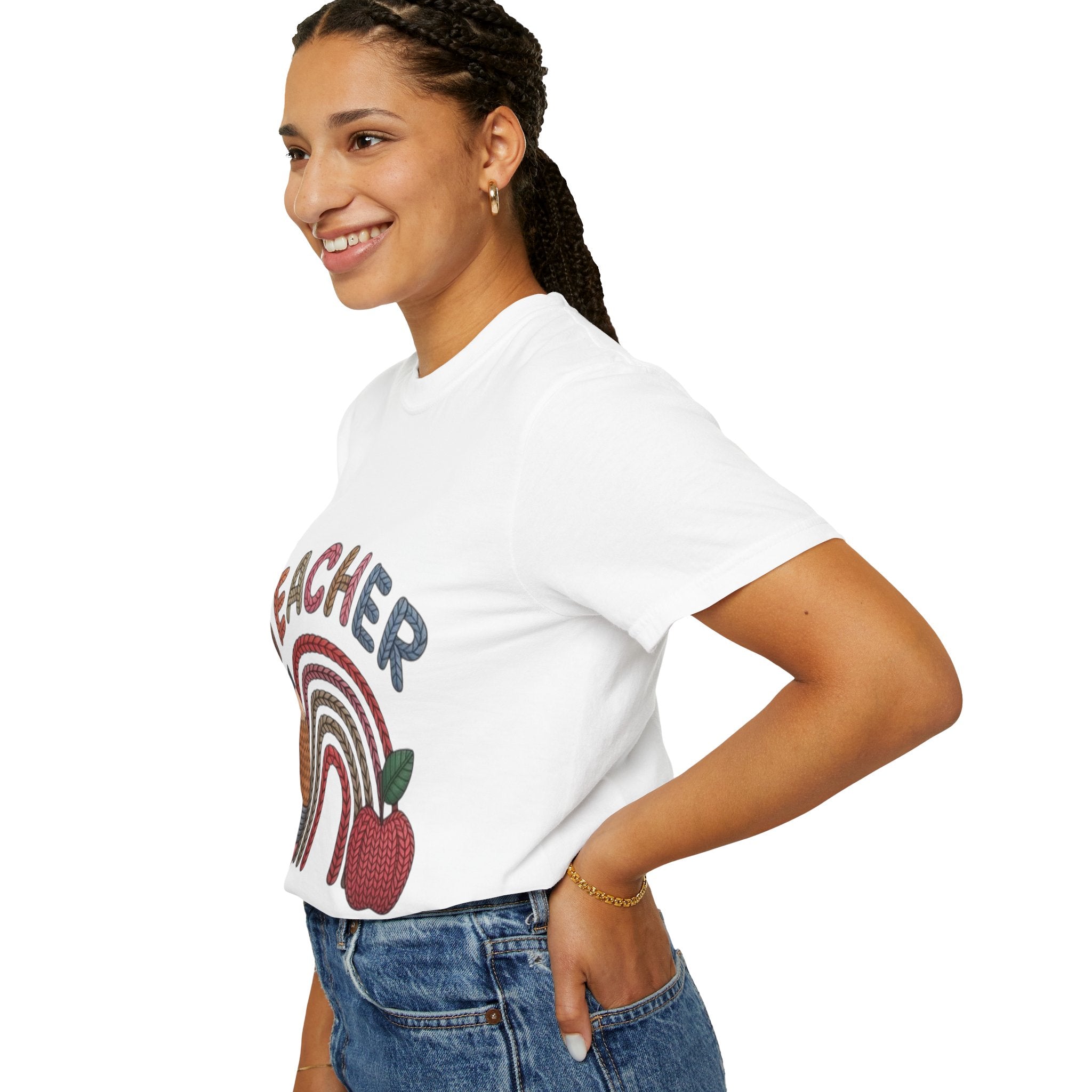 Teacher Rainbow Pencil & Apple T-Shirt — Back-to-School Gift for Educators