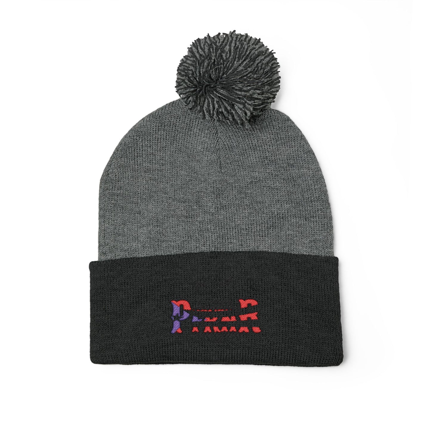 Puerto Rico–inspired hat  Embroidered Pom-Pom Knit Cap