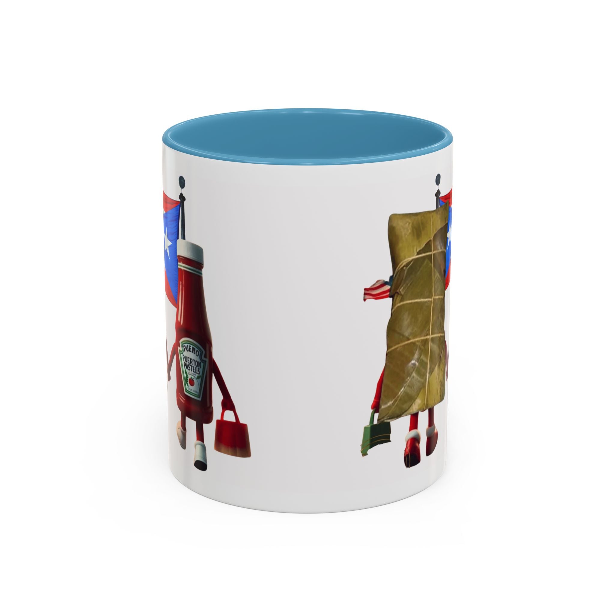 Puerto Rican Flag Ketchup & Pasteles Coffee Mug — Funny Food Friends Accent Mug (11/15oz)