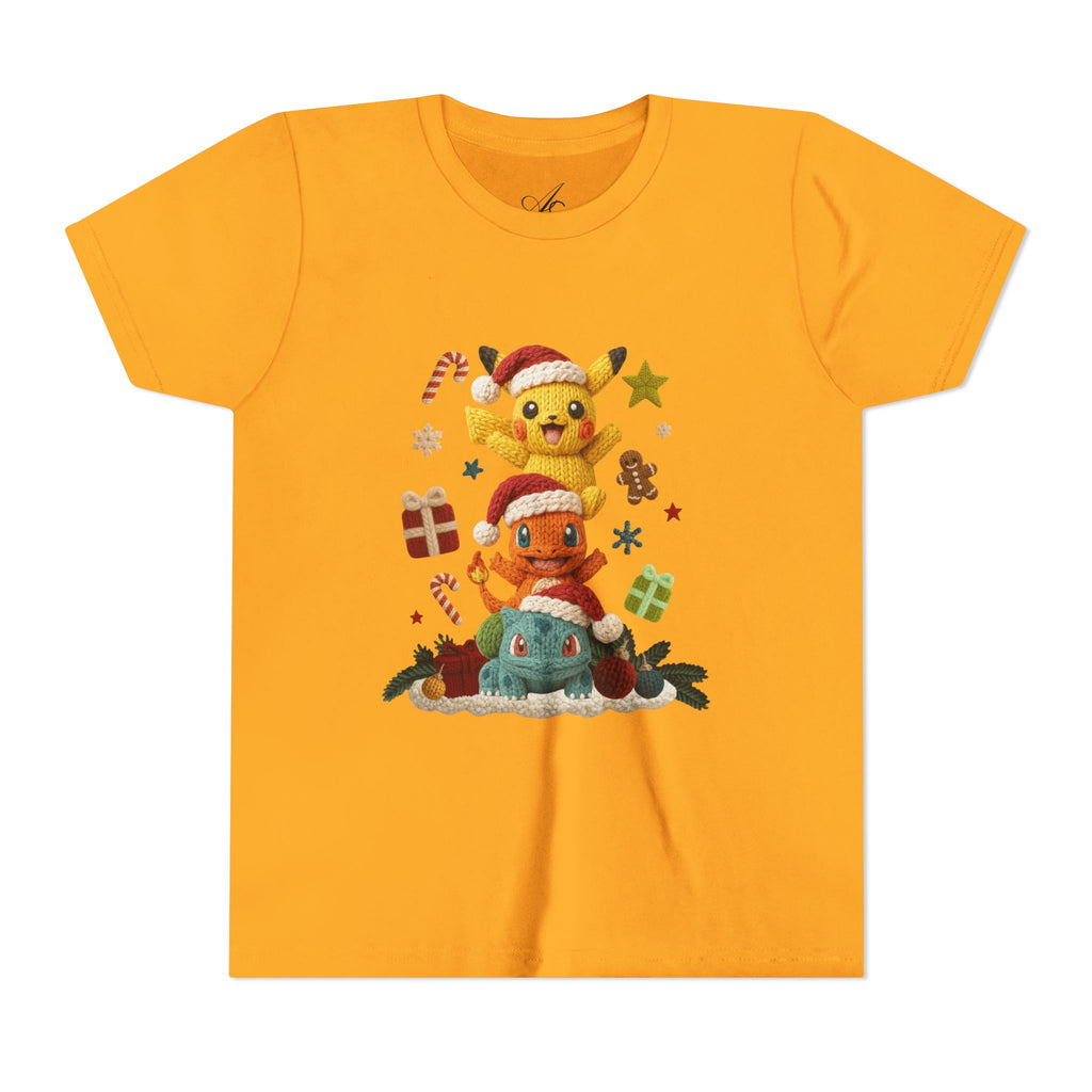 Kids Holiday Tee  Cute Stacked cartoon Characters Christmas Design