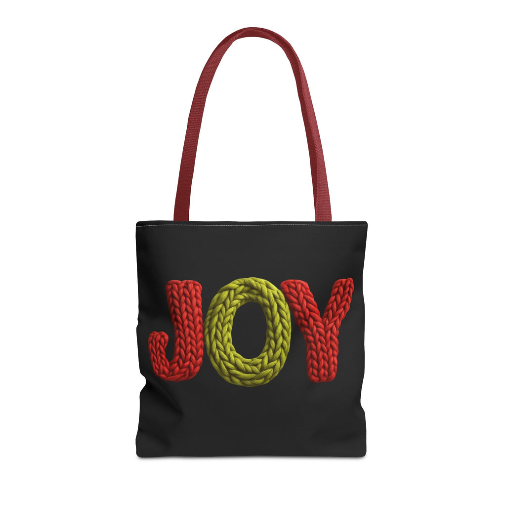 Christmas Tote Bag  Festive Holiday DesigJoy Knit Tote Bag  Colorful 'JOY' Yarn Design, Cozy Holiday Gift Tote