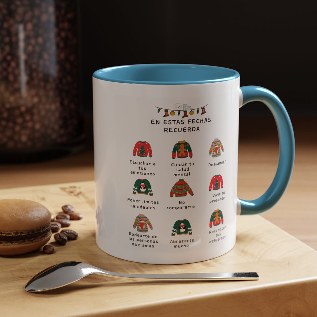 Coffee Mug — 'En Estas Fechas Recuerda' Holiday Sweater Reminder Accent Mug (11/15oz)