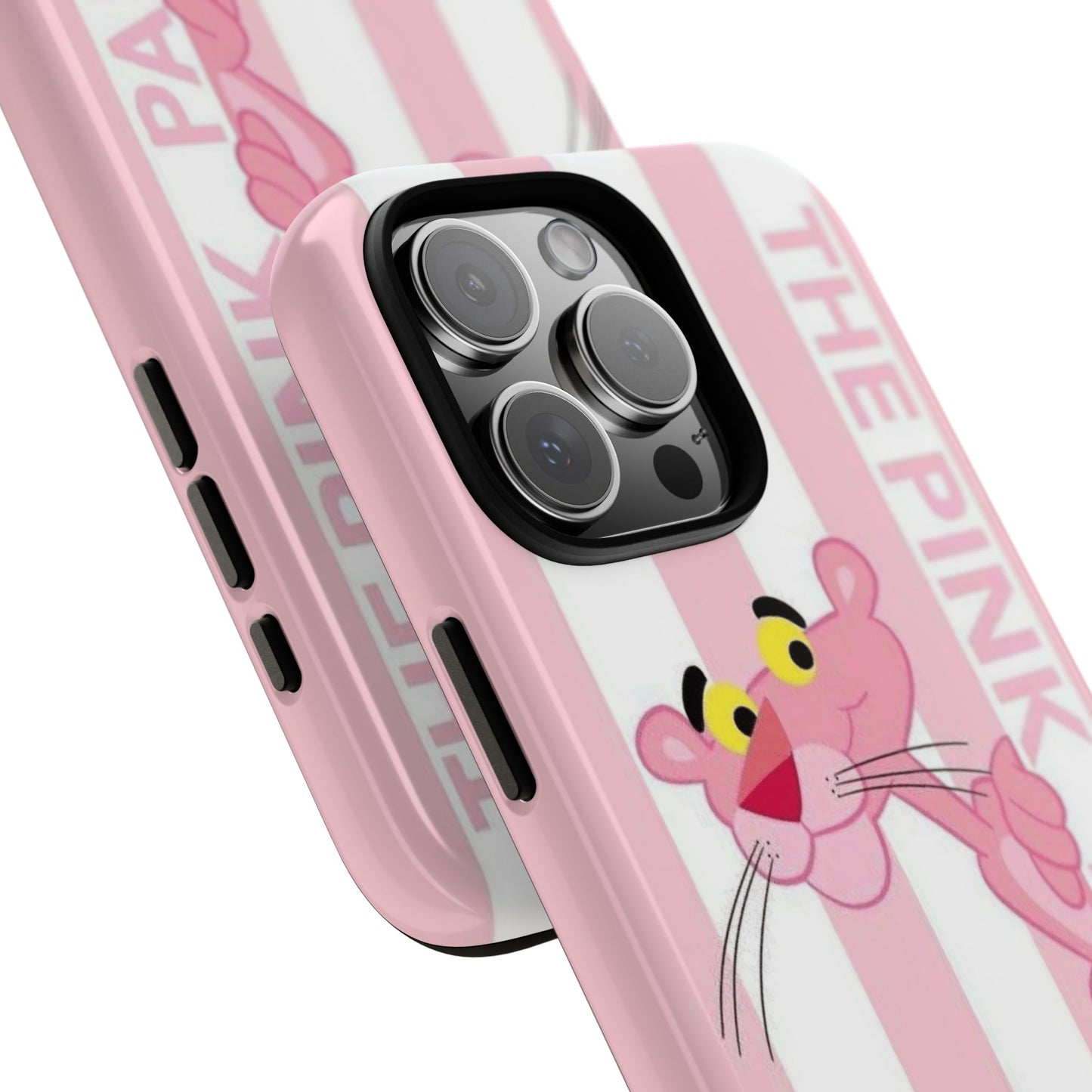 Pink Panther Tough Case Retro Striped Phone Case with "The Pink Panther" Design