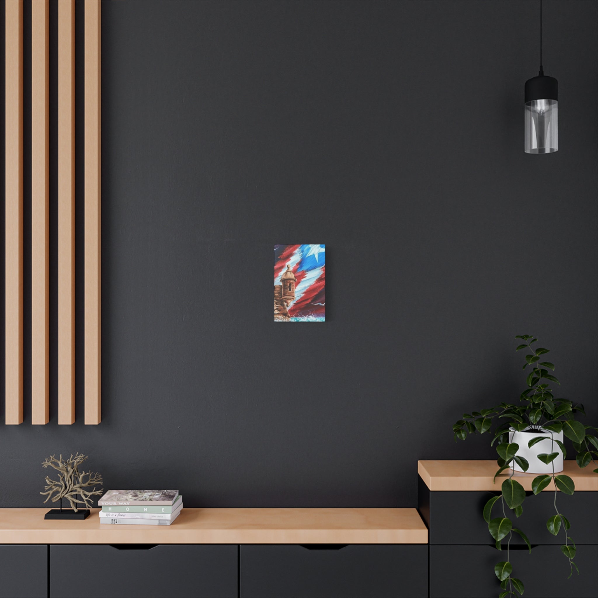 Patriotic Castillo Canvas Wall Art – Puerto Rico Flag Coastal Fortress Print