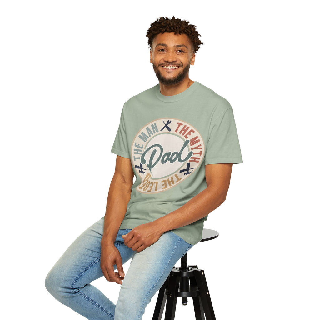 Dad Retro Badge T-Shirt — “Dad: The Man, The Myth, The Legend” Father’s Day Tee