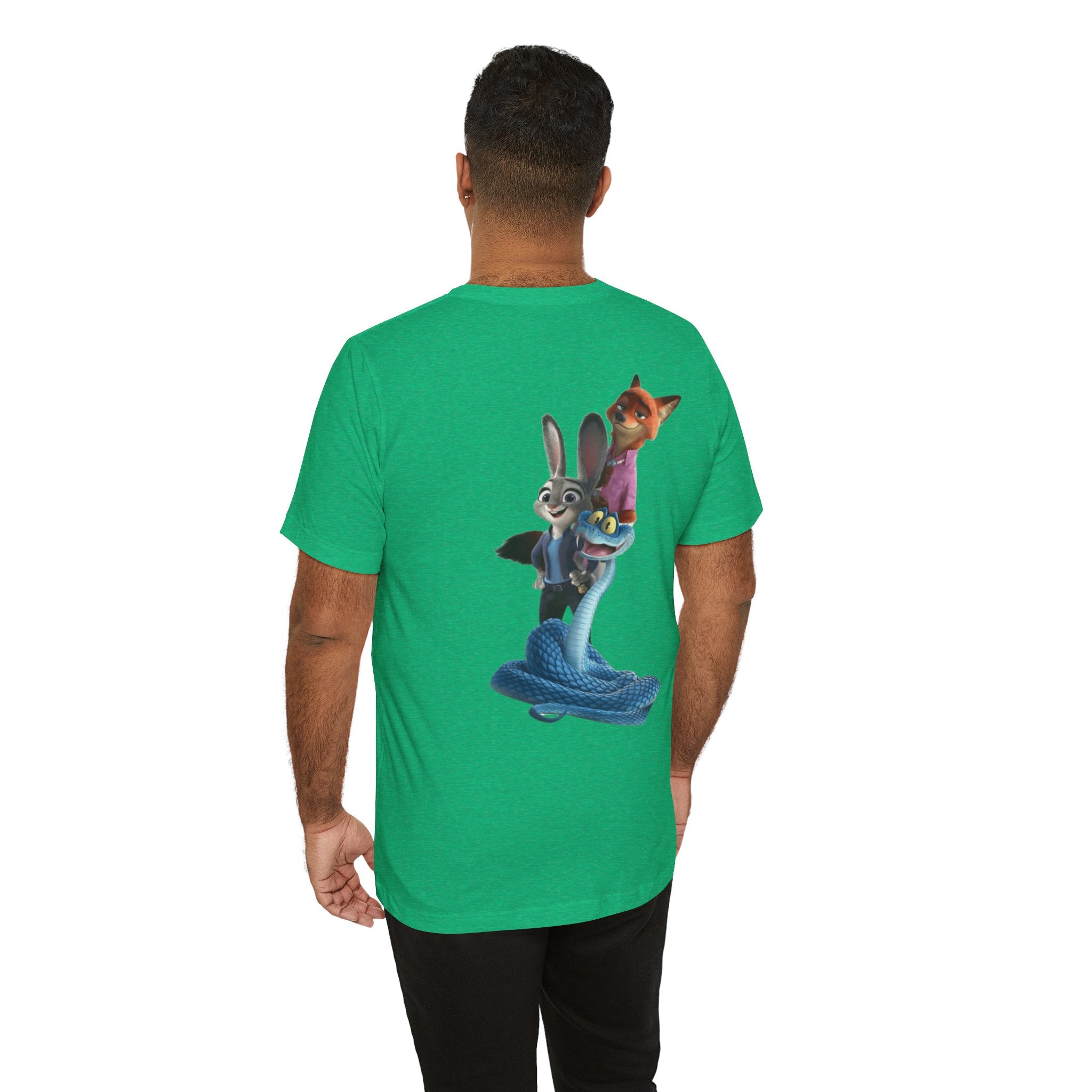Animated Character Tee — Cute Fox & Bunny Stack Graphic T-Shirt  cartoon-style Christmas artwork