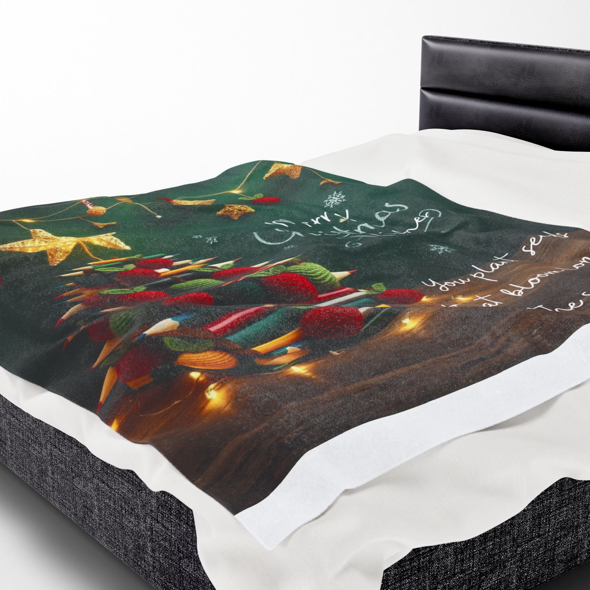 Merry Christmas Teacher Velveteen Blanket "You plant seeds that bloom long after the season ends"