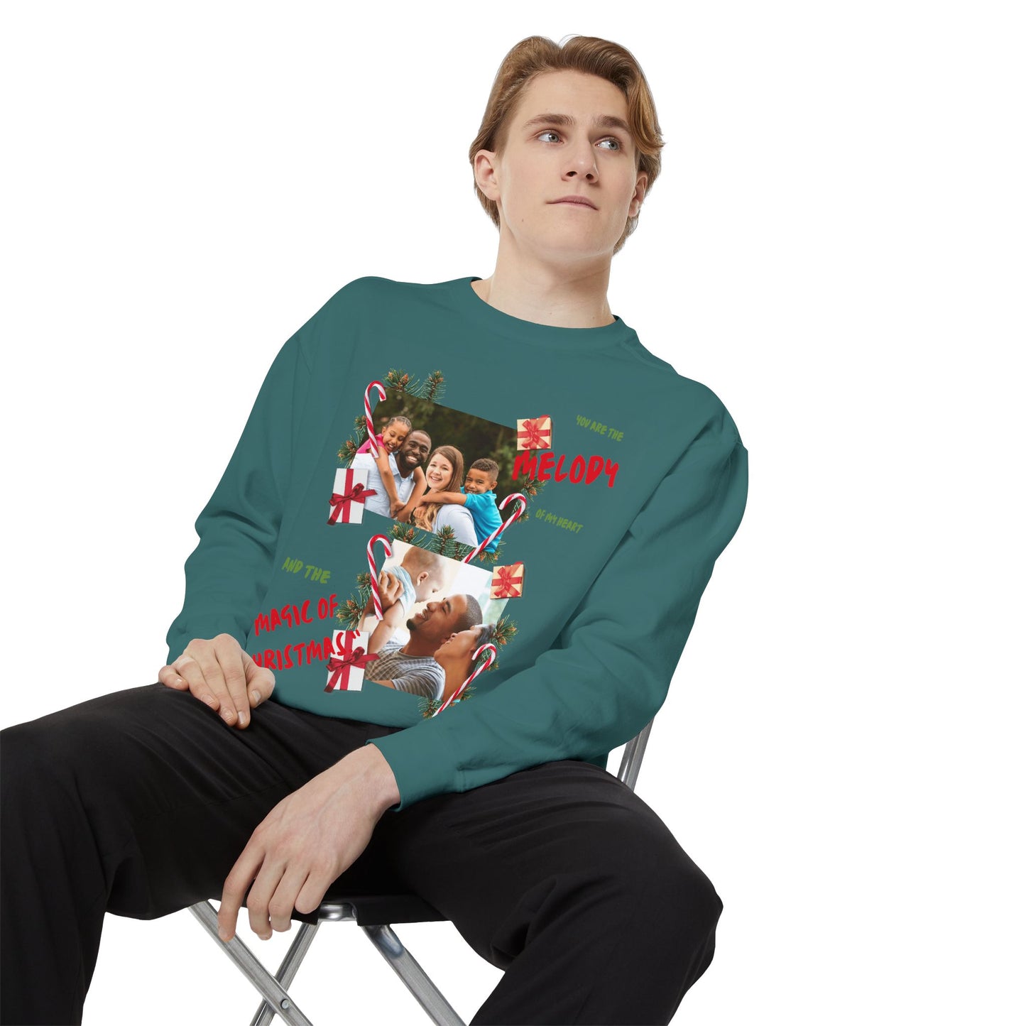Personalized Christmas Photo Sweatshirt – “You Are the Melody” Holiday Crewneck