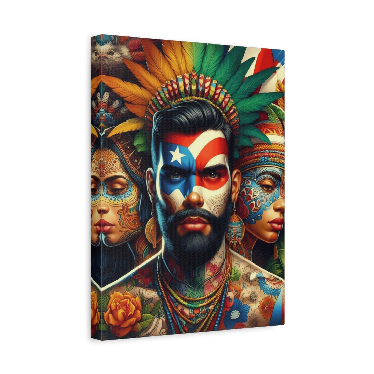 La Isla del Encanto Taíno Symbol Design Vibrant Cultural Art Canvas Print, Wall Decor, Home Decoration, Unique Artwork, Bohemian Style, Gift for Art Lovers