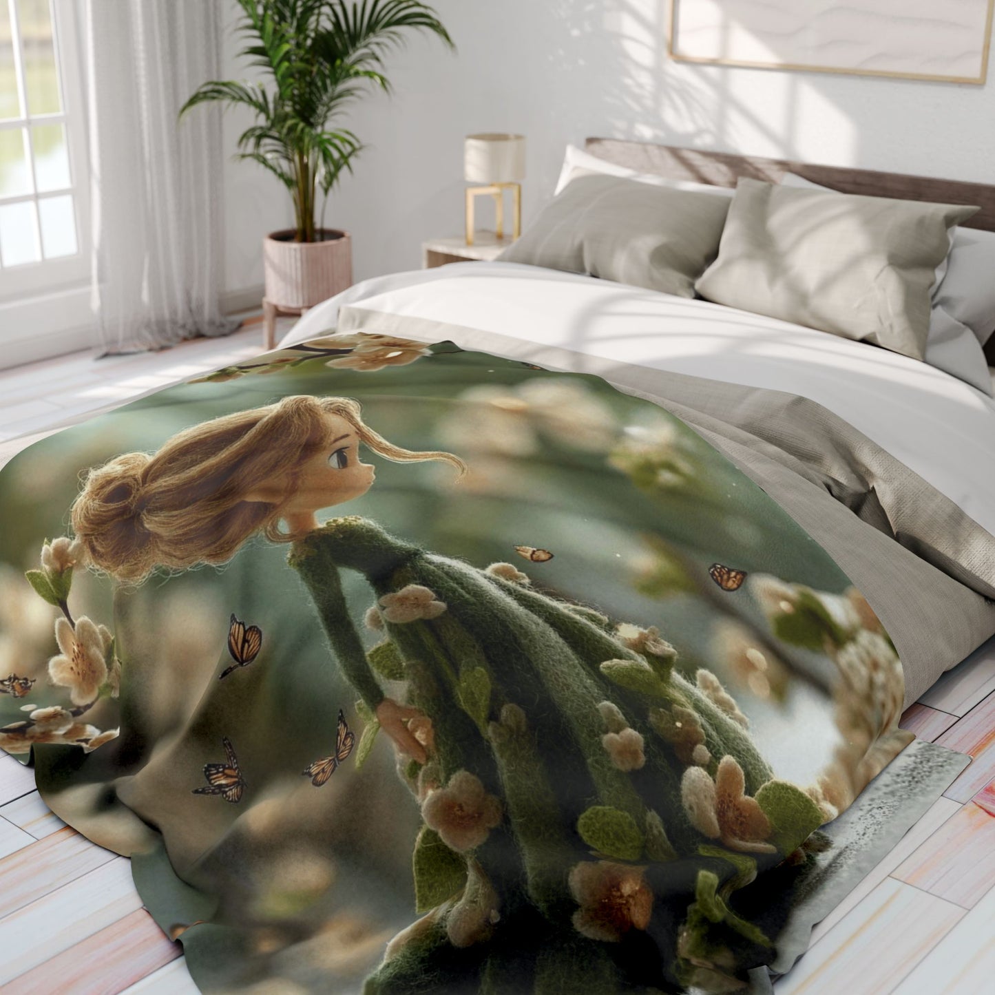 Floral Fairy Fleece Blanket — Cozy Spring Blossom Throw for Kids & Adults