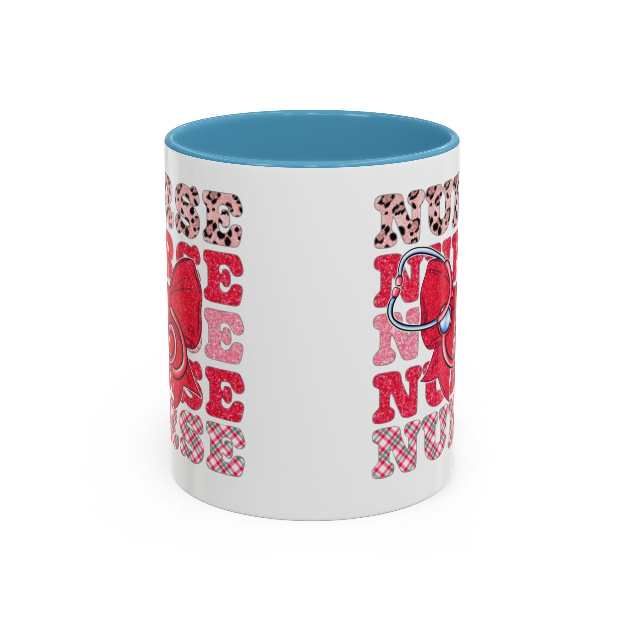 Nurse Stethoscope Bow Accent Coffee Mug — Cute Leopard & Plaid Healthcare Gift (11/15oz) Medical Christmas Mug