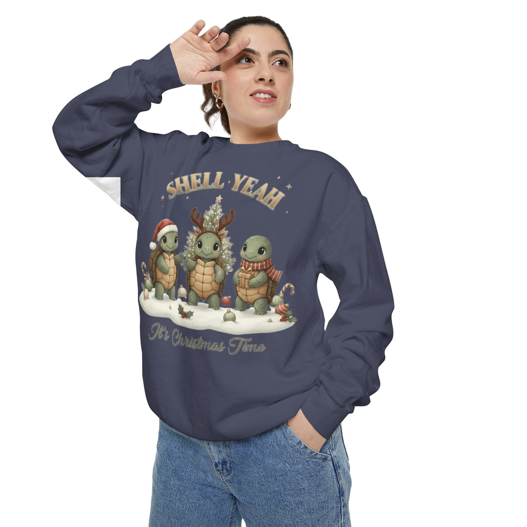 Christmas Turtle Sweatshirt  "Shell Yeah, It’s Christmas Time" Holiday Pullover