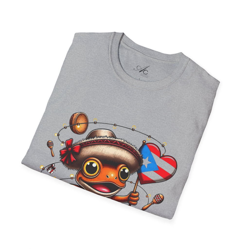 Puerto Rico Frog Holiday T-Shirt  Cute Coquí with Flag Heart (Christmas) Puerto Rico Navidades