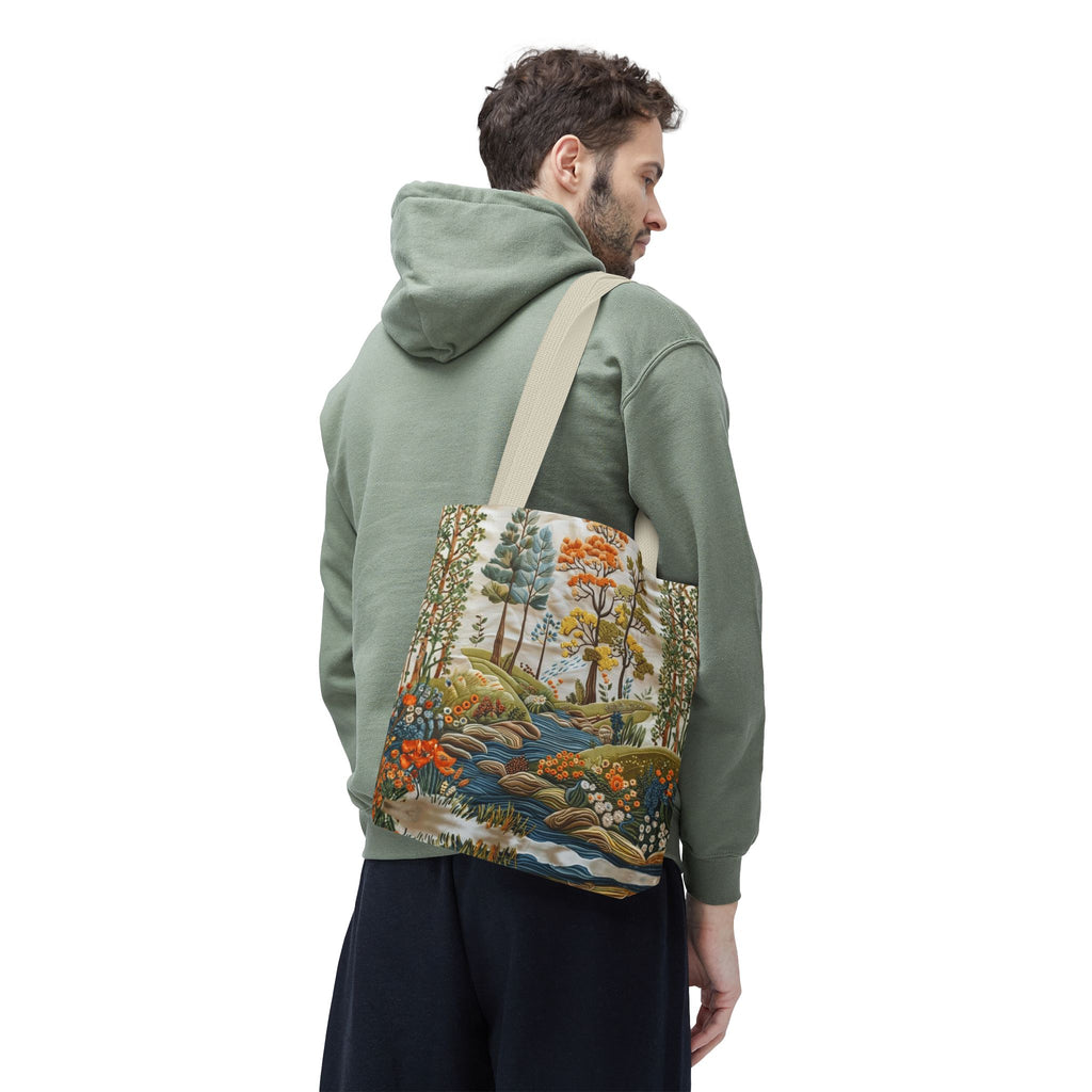 Scenic Meadow Tote Crochet-Decorated Tote Bags
