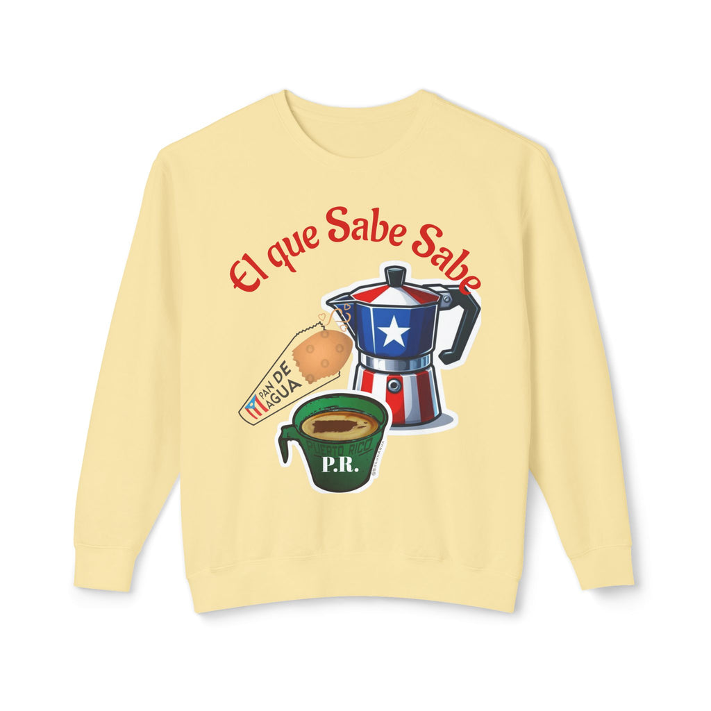 Crewneck Sweatshirt — "El que Sabe Sabe" Puerto Rico Coffee Design