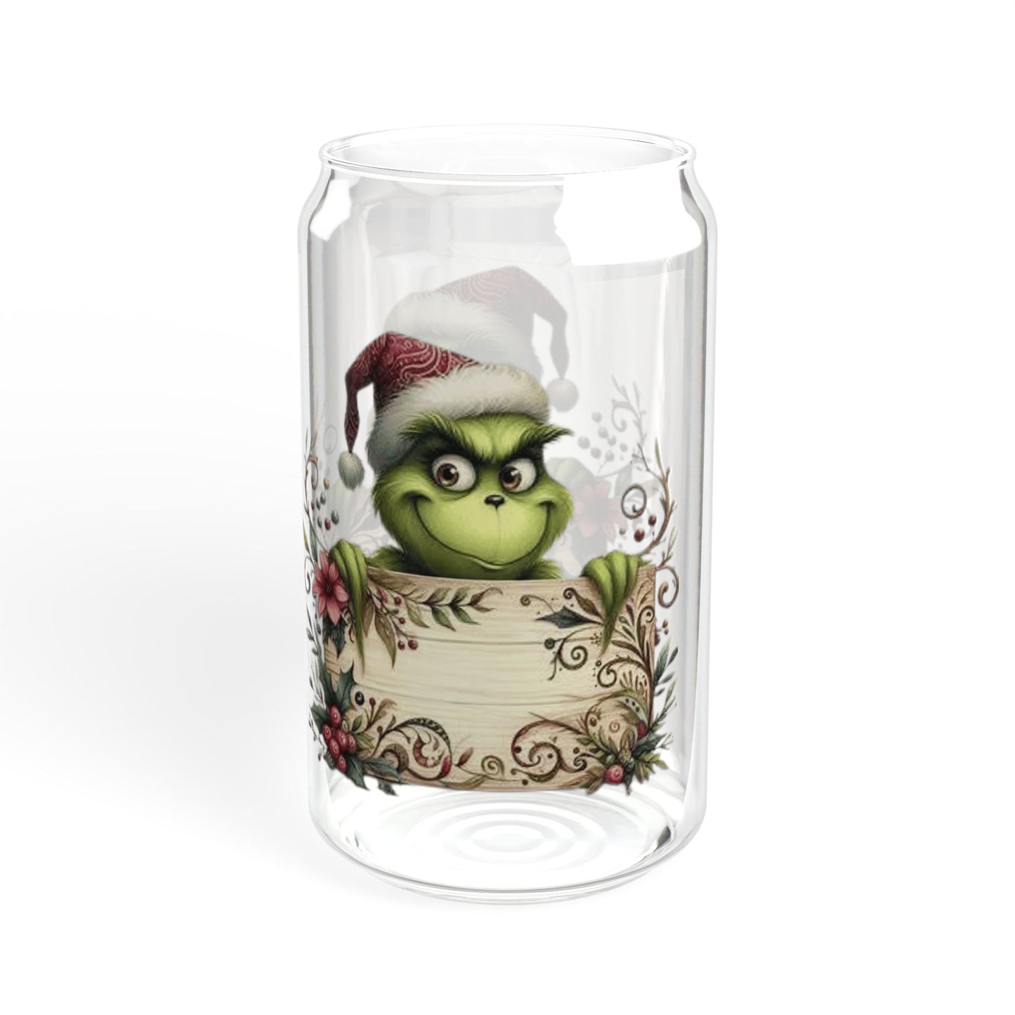 Christmas Design Whimsical Grinch Sipper Glass - 16oz with Bamboo Lid