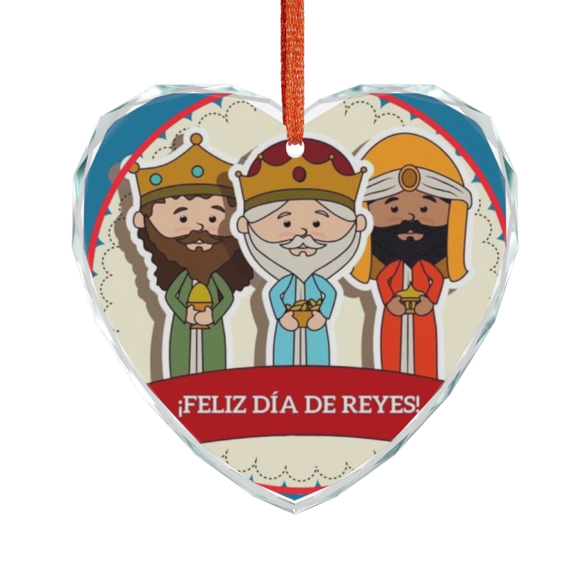 Tres Reyes Magos ornament Feliz Día de Reyes Crystal Glass Ornament