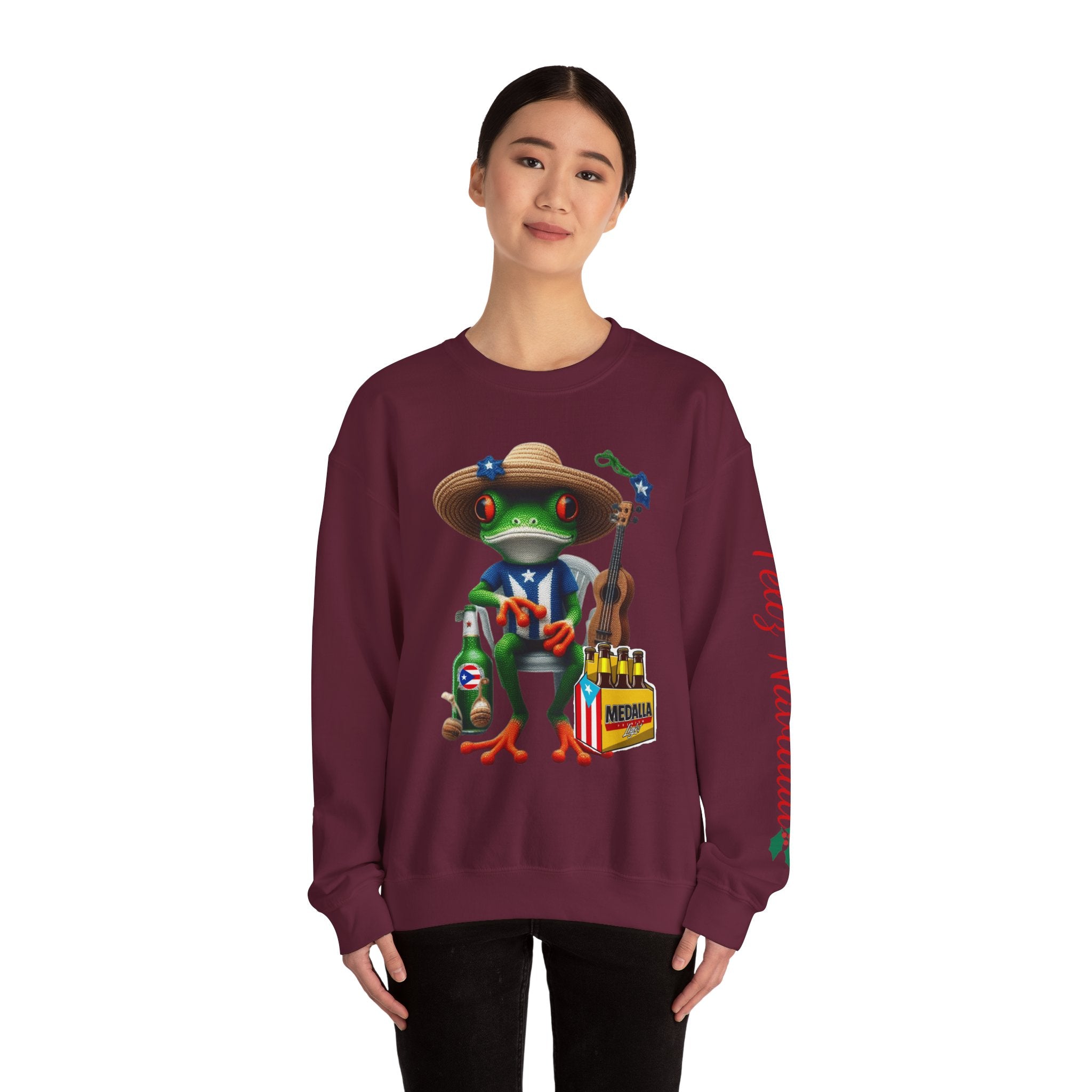 Frog Coqui Crewneck Sweatshirt – Coquito y Medalla Puerto Rican Vibes