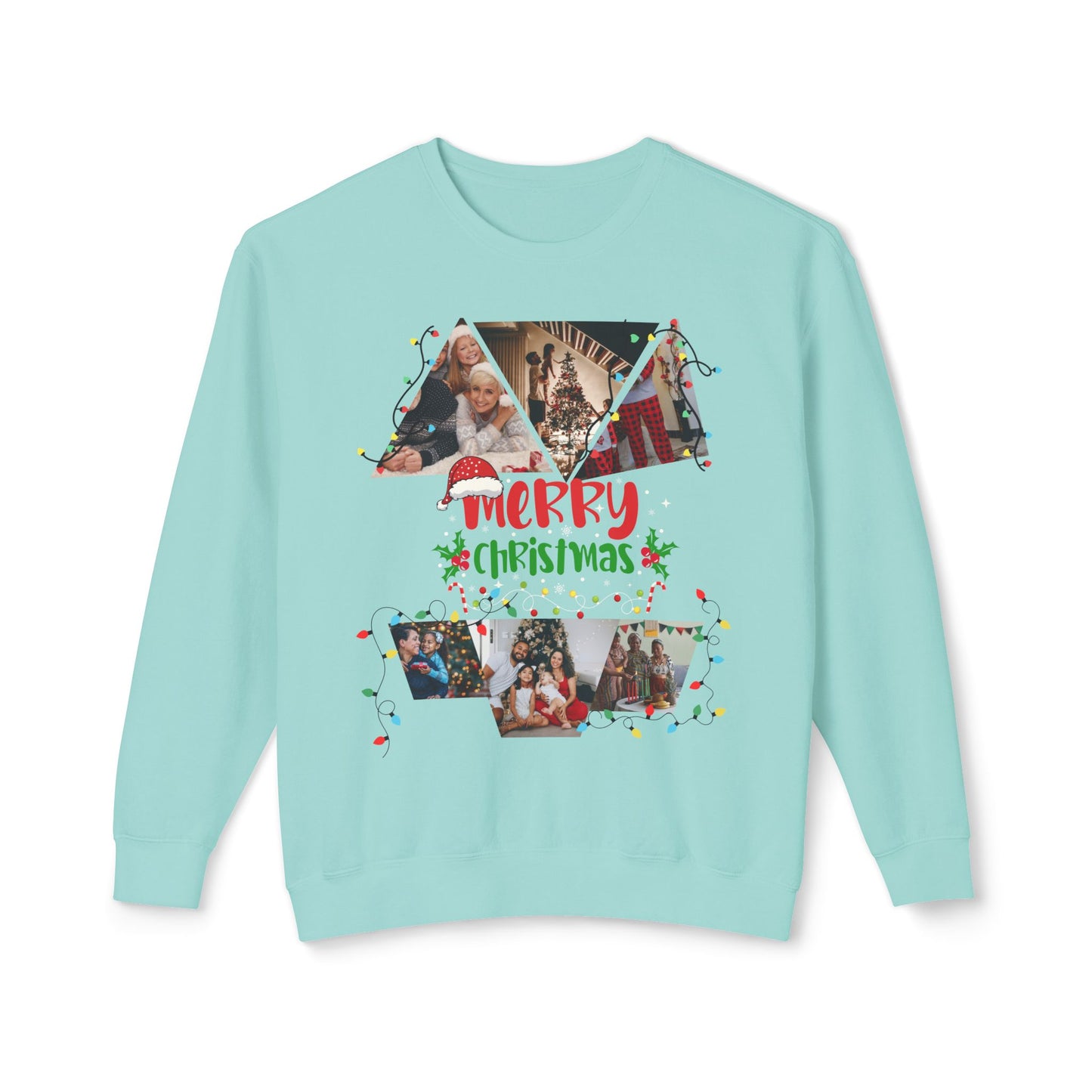 Christmas Photo Collage Sweatshirt — "Merry Christmas" Holiday Crewneck