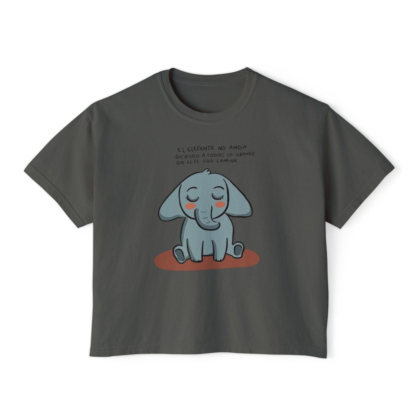 🌸 🧘‍♀️ Viste tu paz – Que tu energía hable primero Cute Elephant Women's Boxy Tee, Relaxed Fit Shirt, Gift for Animal Lovers, Casual Wear,