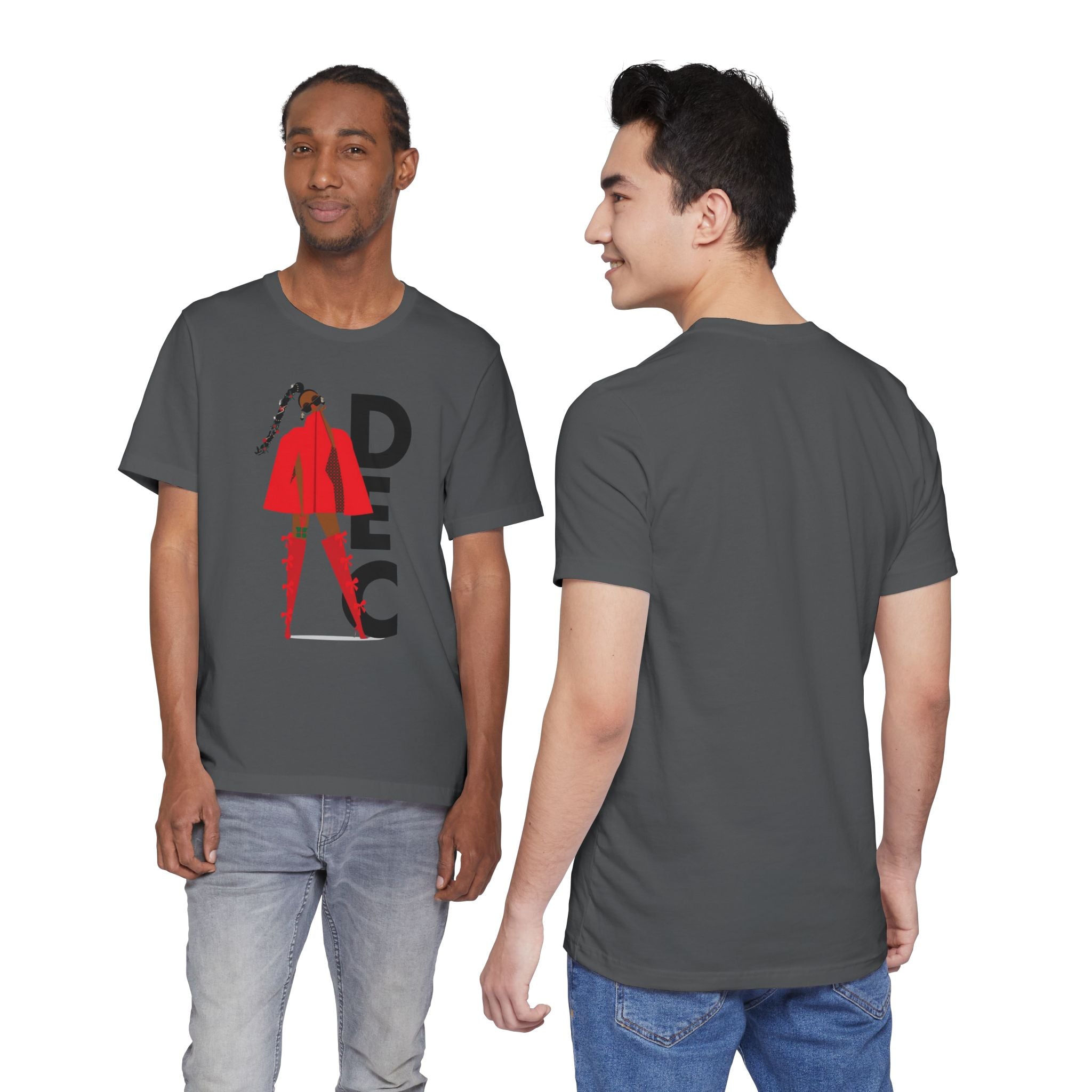 December Fashion Tee  Red Coat Model Graphic Shirt