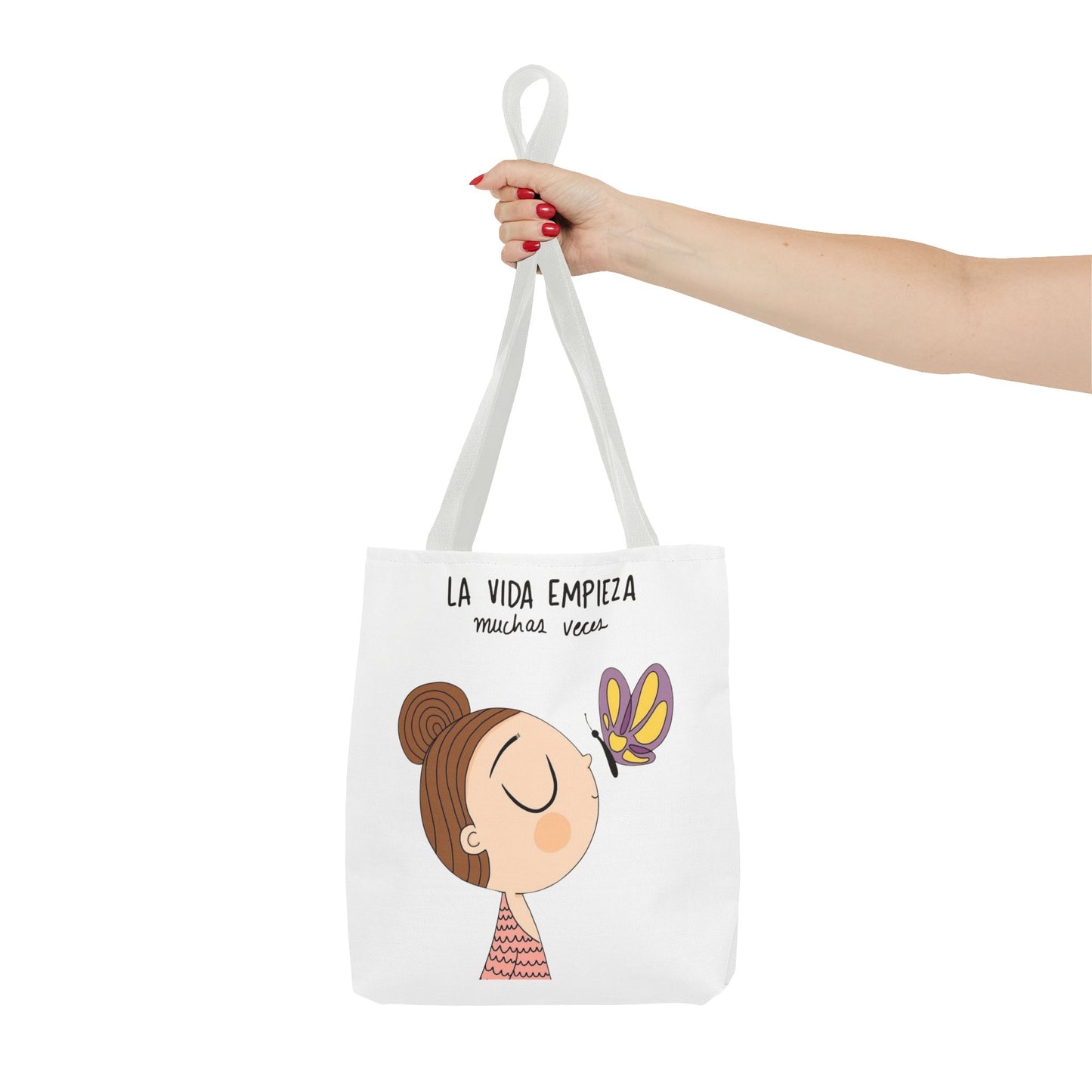 Lleva inspiración contigo a donde vayas, Eco-Friendly Carryall, Motivational Gift, Cute Reusable Shopper, Butterfly Design, Brighten Your Day