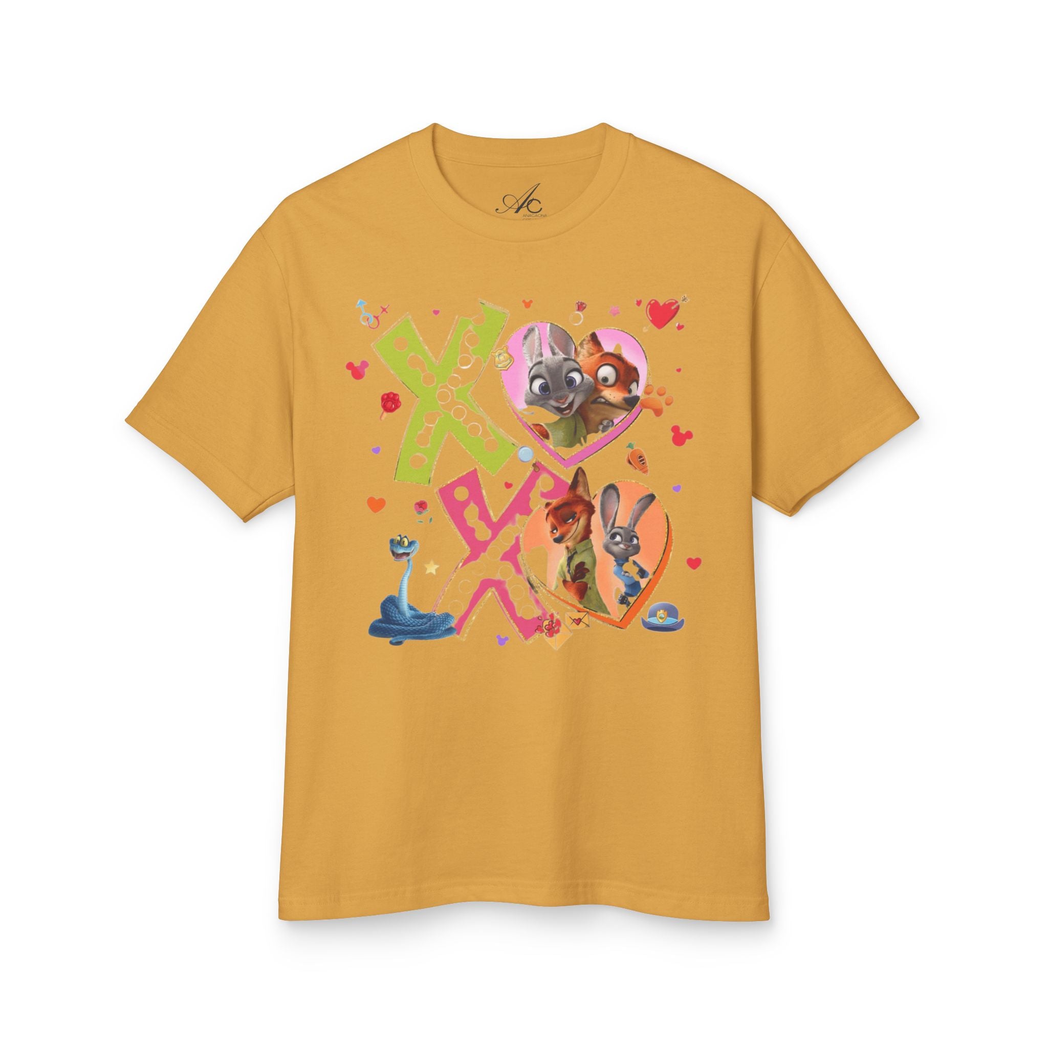 Valentine Cartoon Pets Tee  Cute Hearts & XOXO Graphic T-Shirt