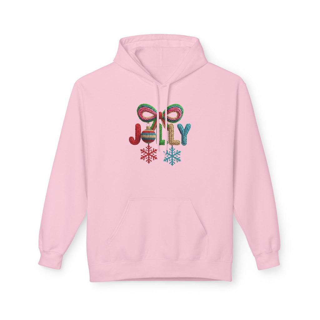 Jolly Candy Cane Holiday Hoodie — "JOLLY" Festive Sweatshirt
