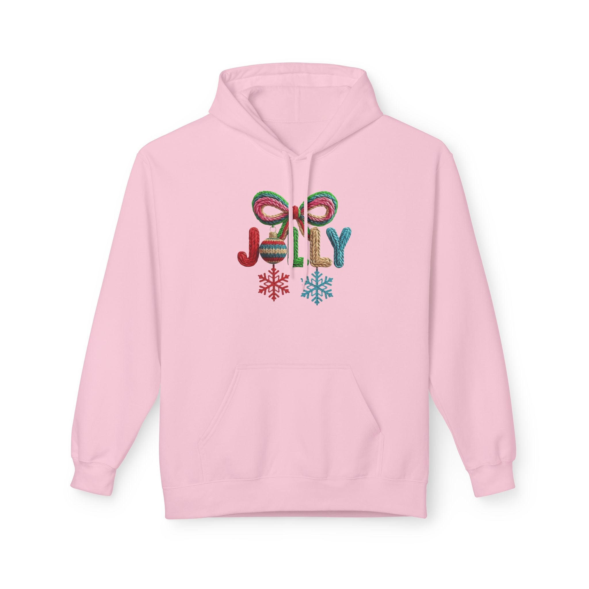 Jolly Candy Cane Holiday Hoodie — "JOLLY" Festive Sweatshirt