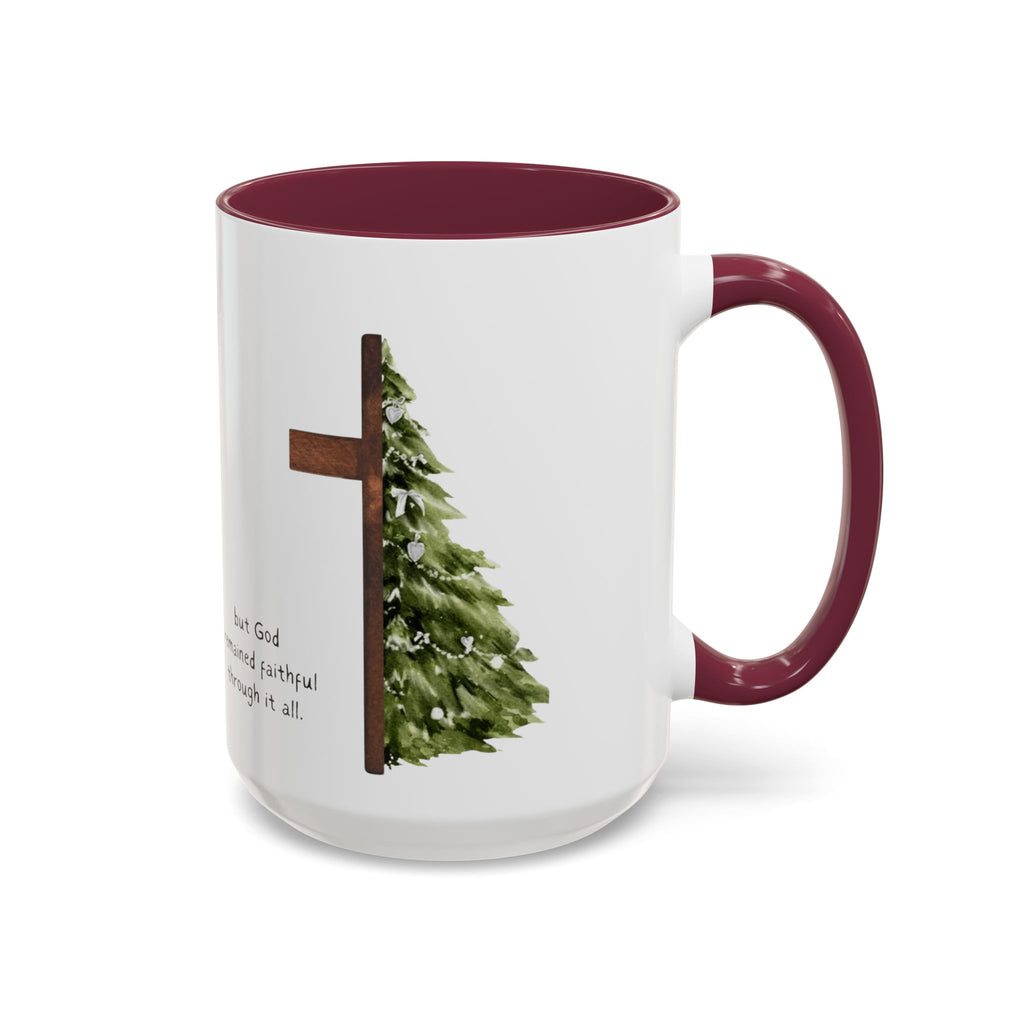 Christian Cross & Pine Tree Mug — Faith Reminder Coffee Cup (11oz/15oz)