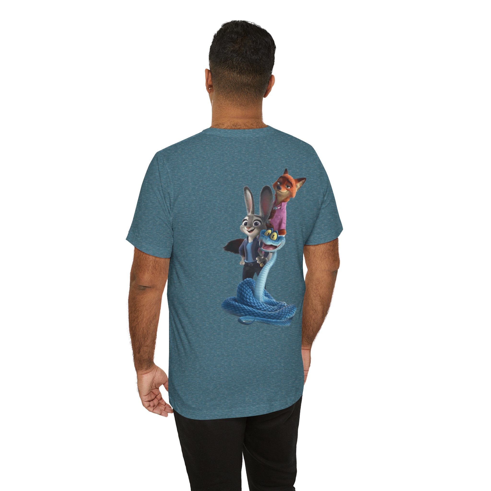 Animated Character Tee — Cute Fox & Bunny Stack Graphic T-Shirt  cartoon-style Christmas artwork